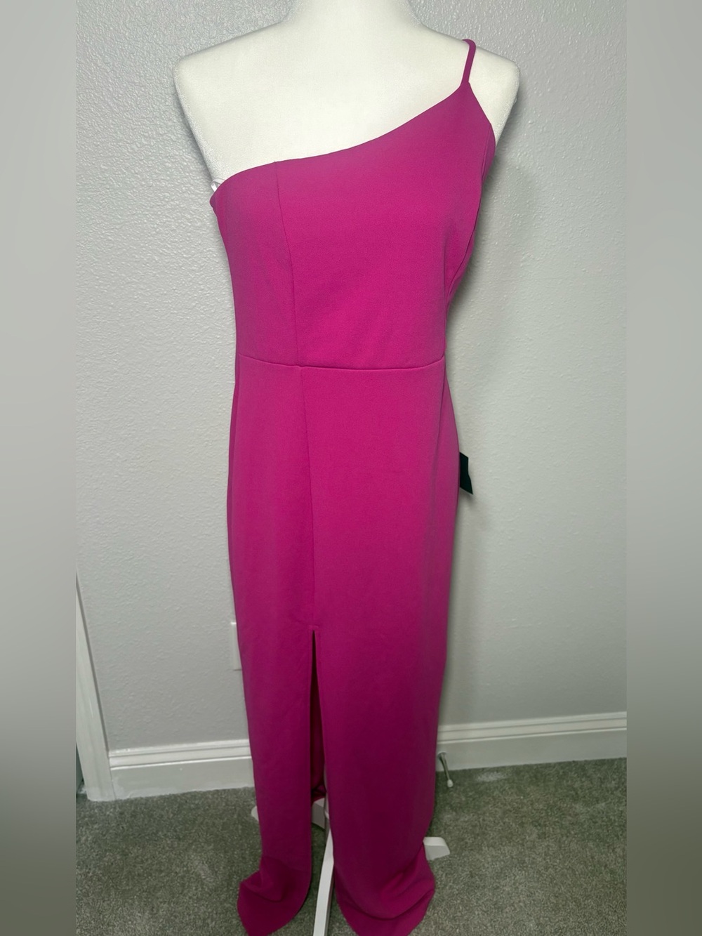Lulu's One-Shoulder Magenta Evening Gown Sz Large NWT